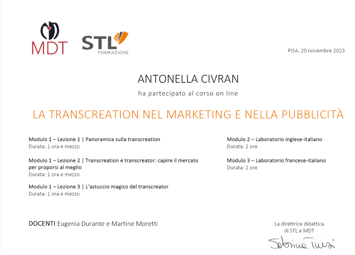 Transcreation nel marketing e in pubblicità Transcreation nel marketing e in pubblicità